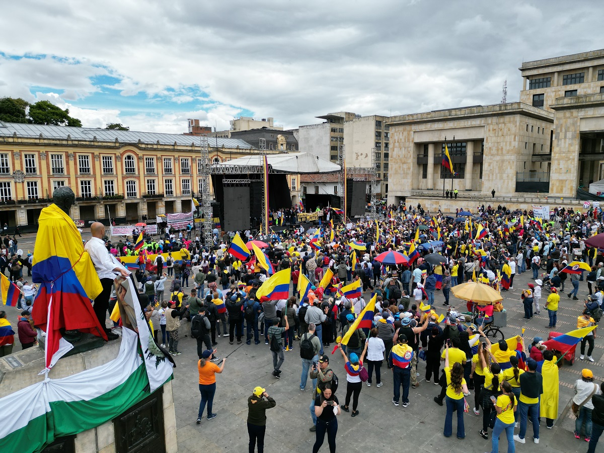 Concentración en Plaza de Bolívar de Bogotá el 16 de agosto de 2023.