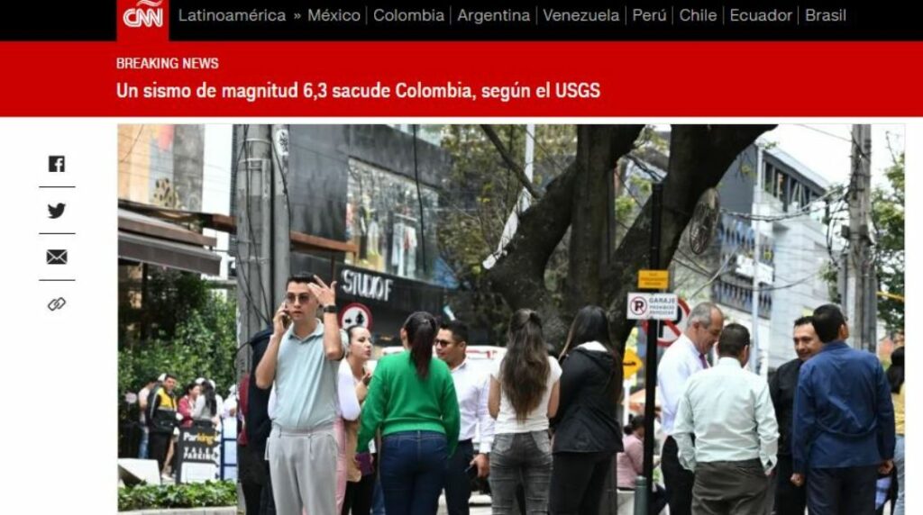 CNN así registró el temblor en Colombia | Captura de pantalla CNN