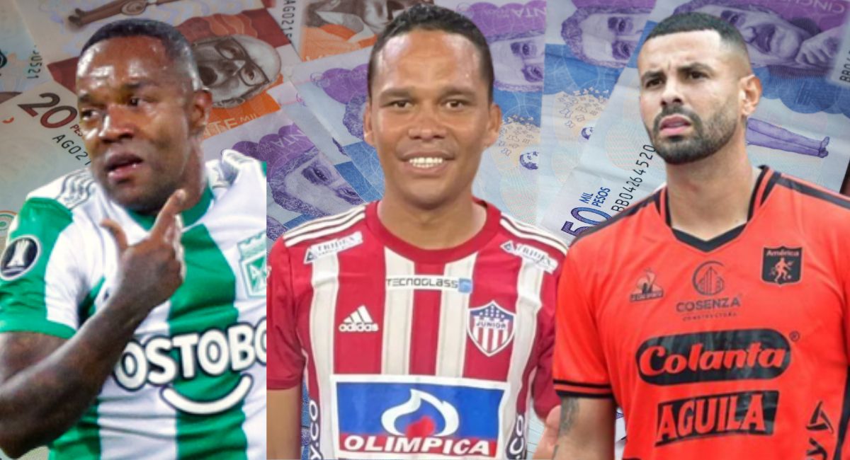 Estos son los salarios de los cinco futbolistas que más ganan en la Liga BetPlay de Colombia. Carlos Bacca, Edwin Cardona y Dorlan Pabón aparecen.