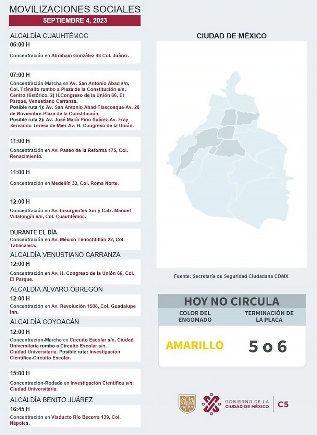 Marchas en CDMX el 4 de septiembre / Créditos: Gobierno de la Ciudad de México