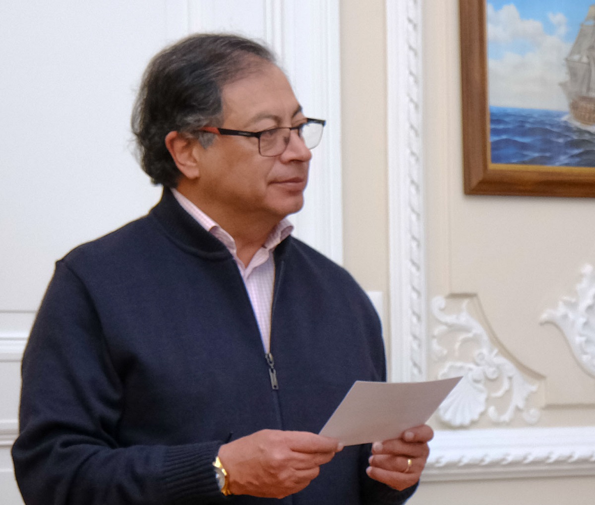 El presidente Gustavo Petro, durante la posesión de Laura Sarabia como directora de Prosperidad Social.