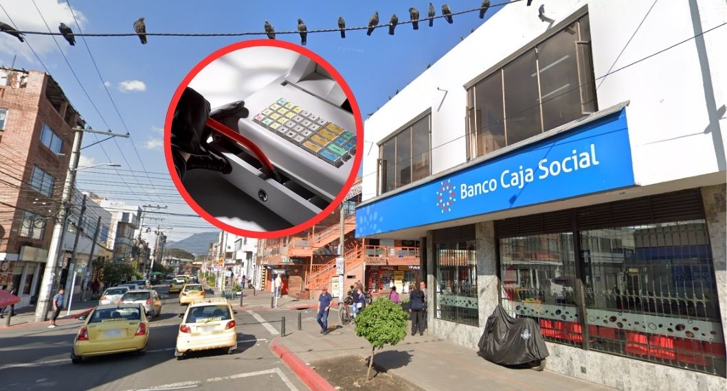 Sede del Banco Caja Social del Restrepo, sur de Bogotá, donde ladrones armados entraron y se llevaron dinero