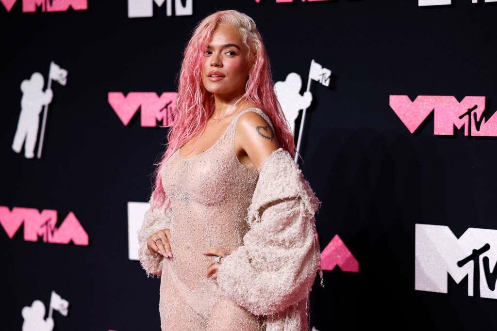 Vestido de Karol G en 'MTV Video Music Awards'. / Getty Images