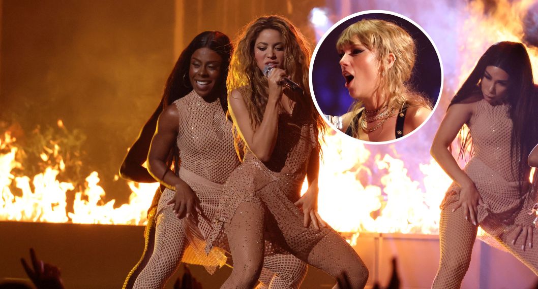 Fotos de Shakira y Taylor Swift, en nota de que la estadounidense con la colombiana en MTV Video Music Awards se asombró por baile.