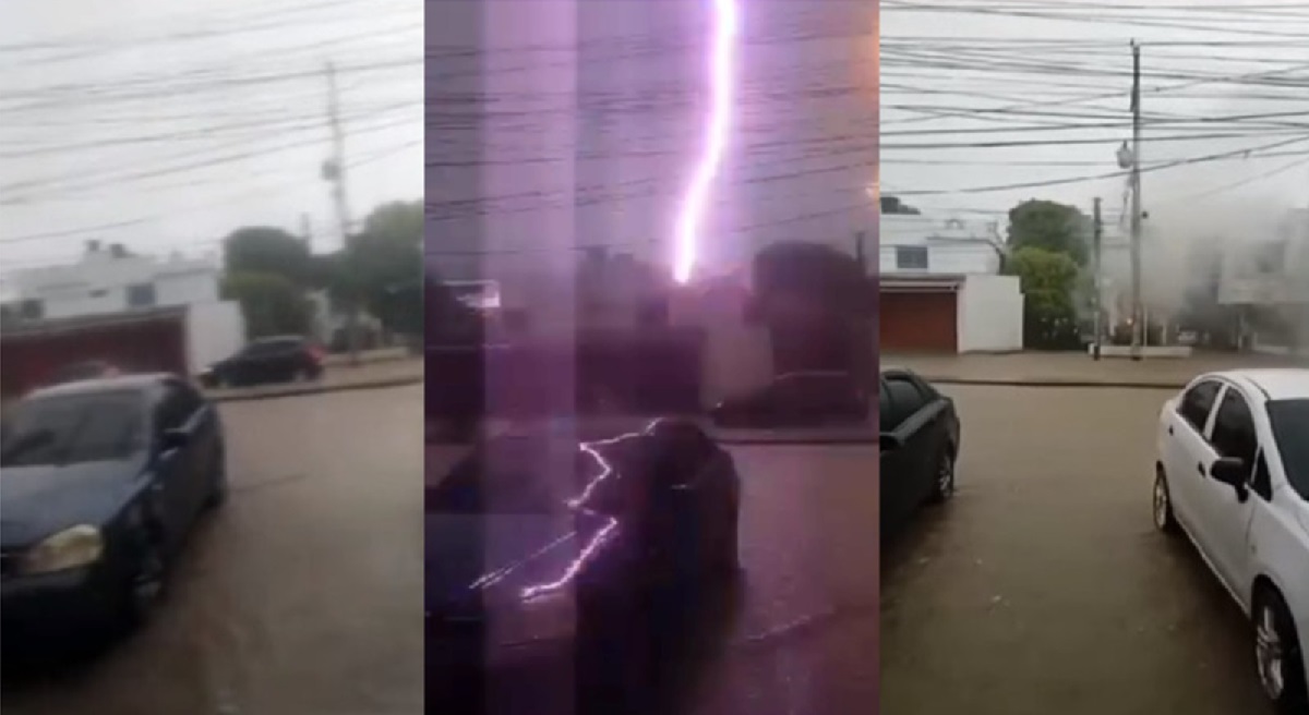 [Video] Captan momento exacto de rayo que cayó sobre un conjunto residencial en Santa Marta.