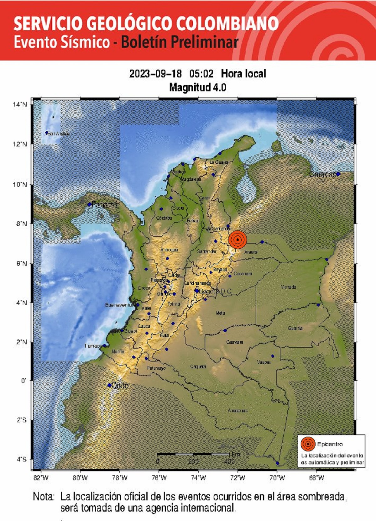 Temblor hoy en Colombia: Epicentro en Norte de Santander el 18 de septiembre