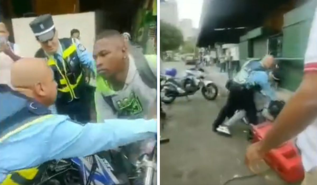 Medellín hoy: motociclista atacó a agentes de tránsito con palo por documentos