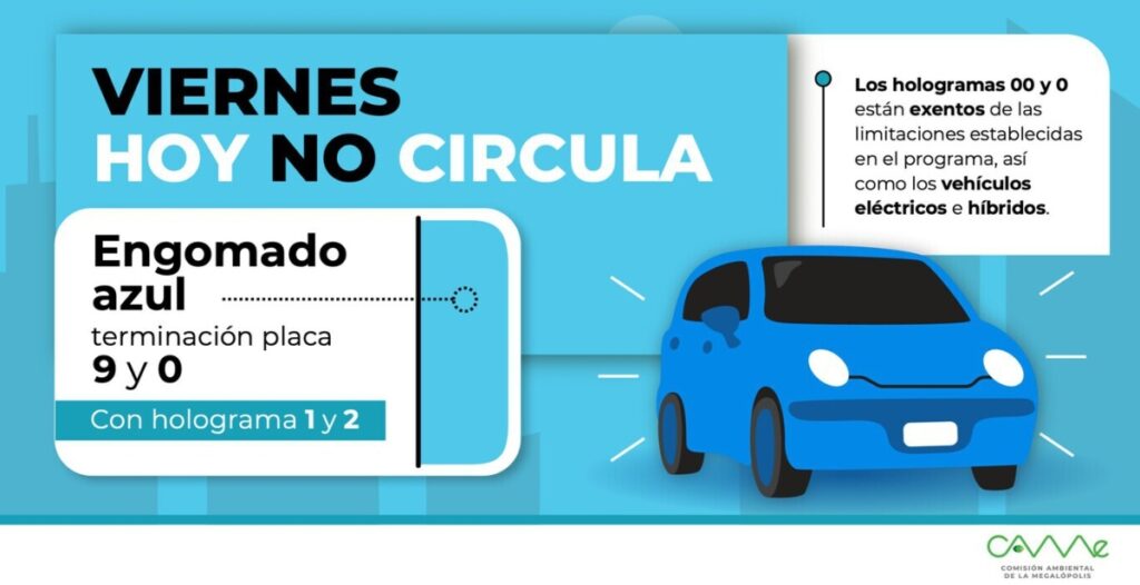 Programa 'Hoy No Circula' para este viernes 22 de septiembre.