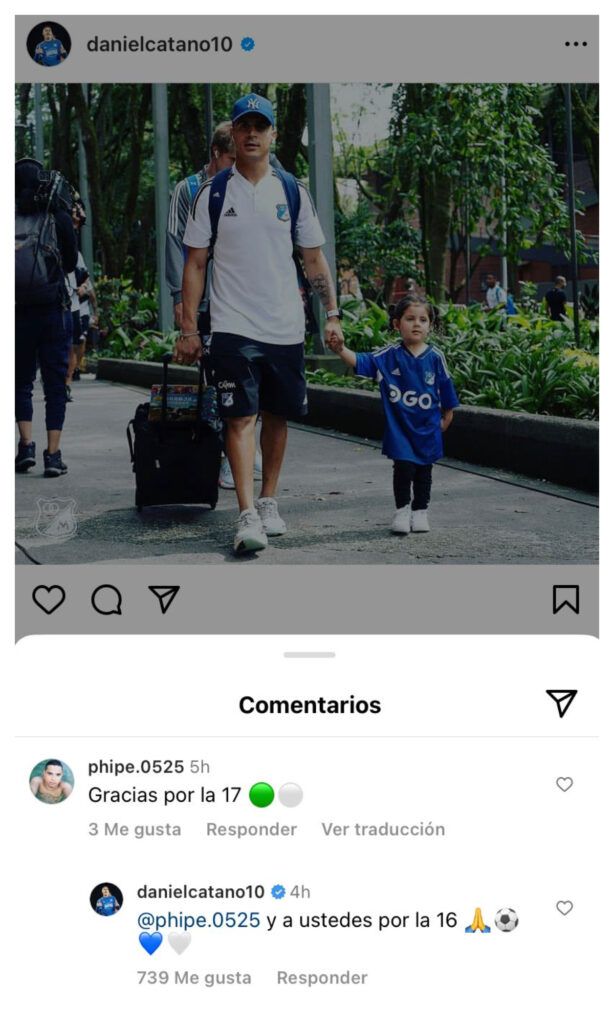 Daniel Cataño responde a hincha y recordó título ante Nacional/Foto: Instagram @