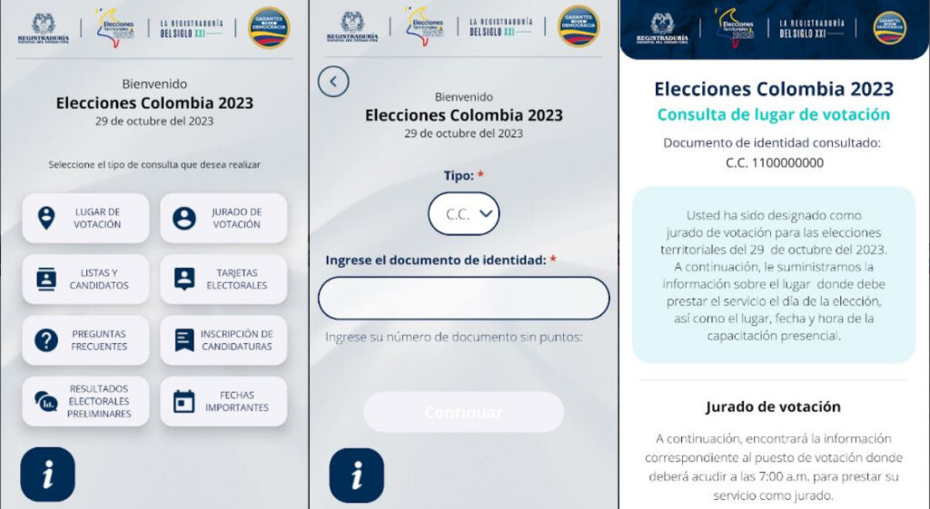 Aplicación de la Registraduría Nacional