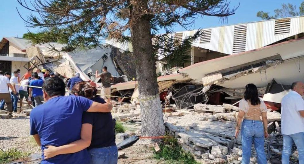 Así quedó la iglesia que se desplomó en Ciudad Madero, Tamaulipas (México), en plena misa. Fallecieron al menos 7 personas