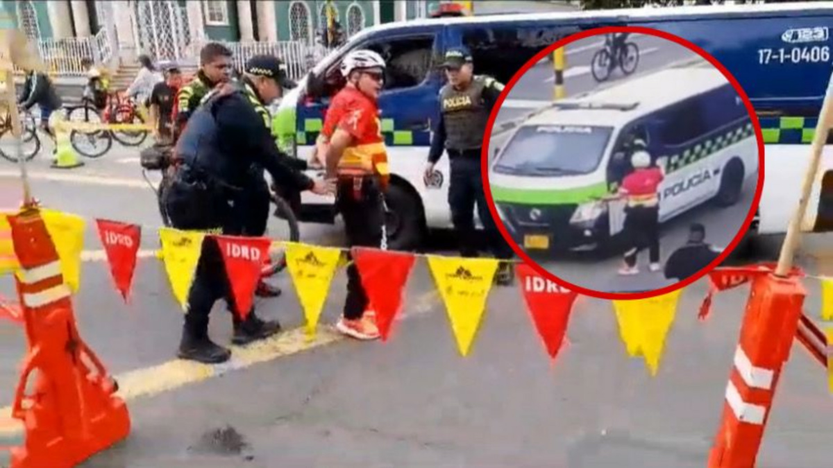 Policías en Bogotá capturaron a funcionario del IDRD que les reclamó por invadir ciclovía.