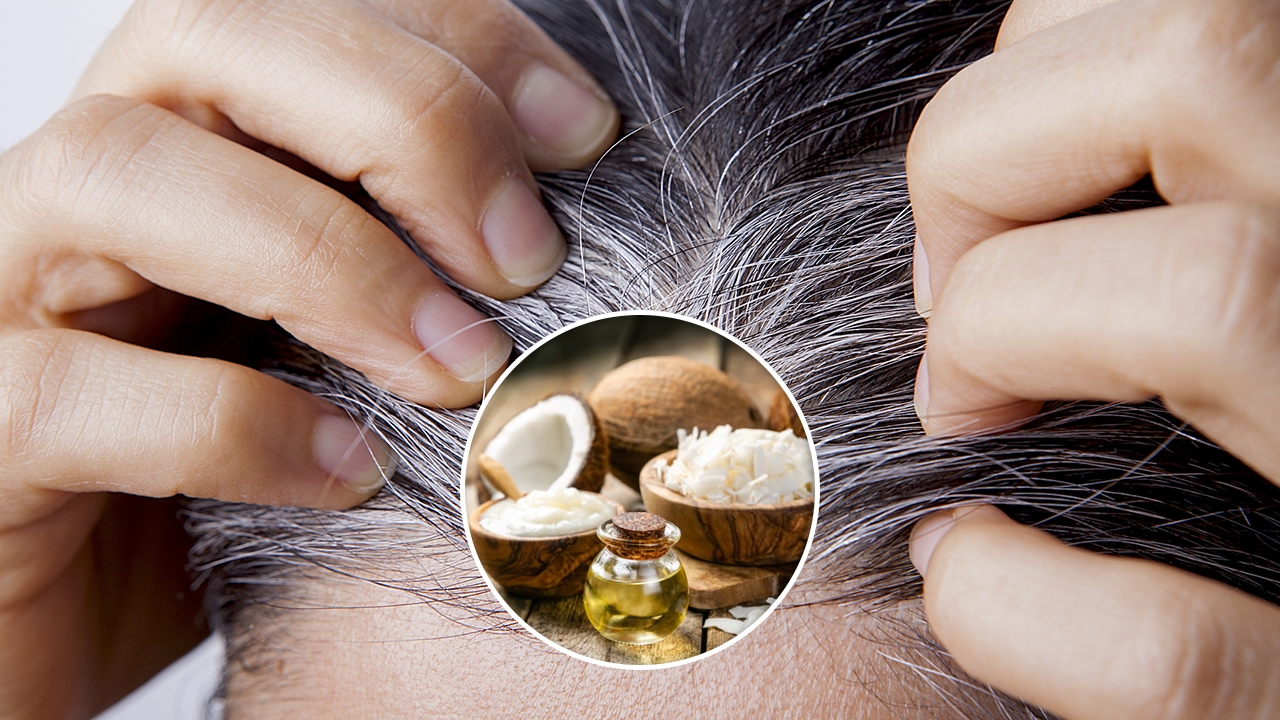 Eliminar las canas con aceite de coco