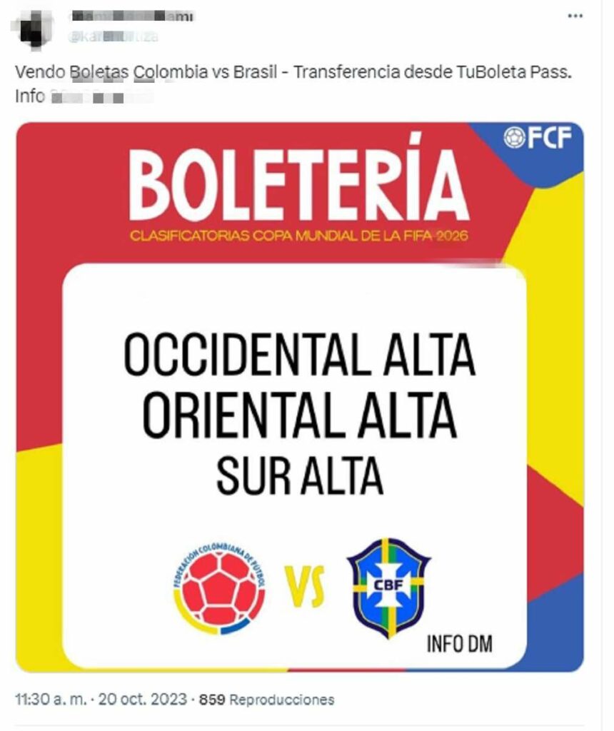 Reventa de boletas Colombia vs. Brasil -2
