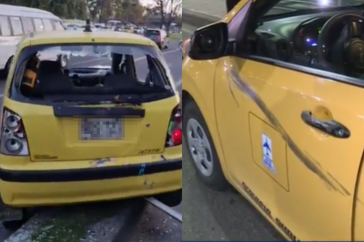 A dos taxistas que no se unieron al paro en Bogotá les rompieron los vidrios y los agredieron otros conductores por no participar de la jornada de bloqueos