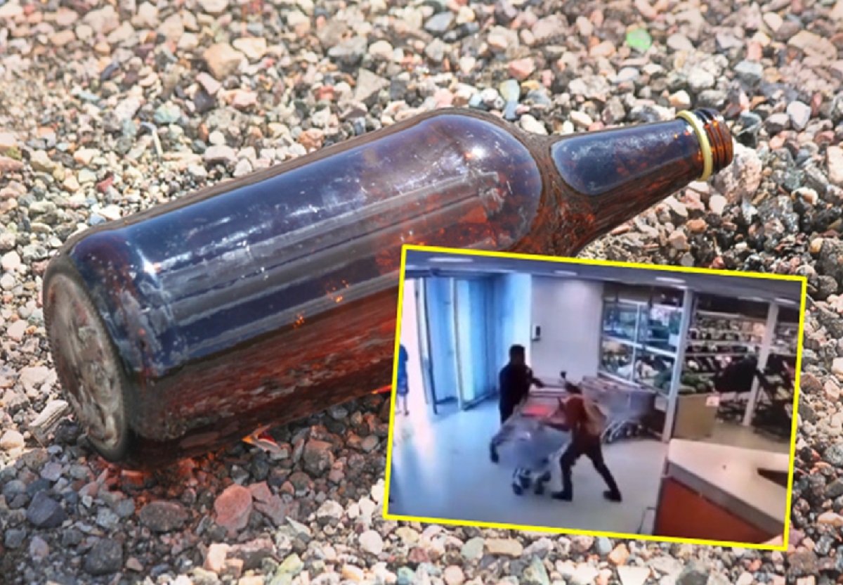 Empleado de supermercado le dio botellazo a ladrón que se iba a escapar con el robo.