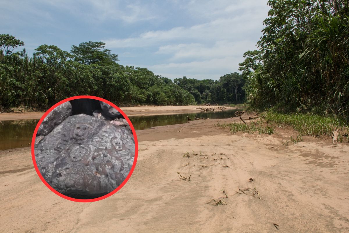 Descubrimiento de nuevas pinturas rupestres en Brasil. Sequía en el río Amazonas dejó al descubierto rostros inquietantes.