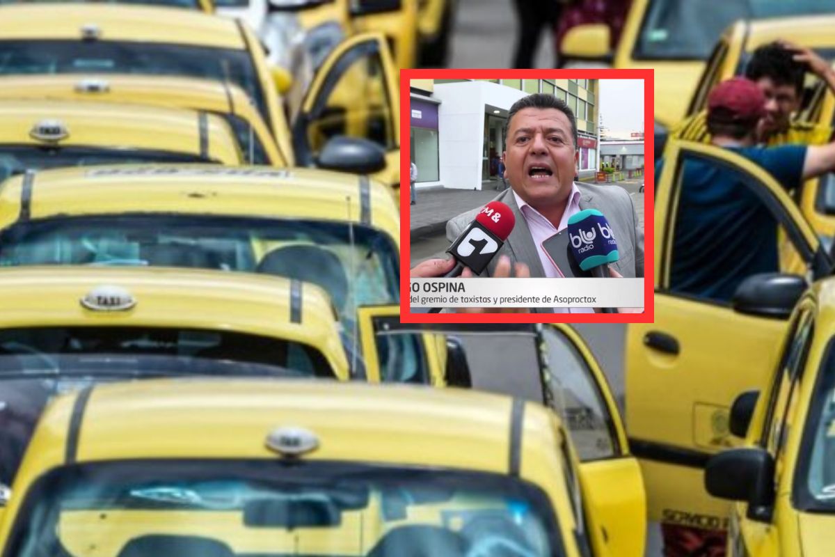 Hugo Ospina, líder gremial de los taxistas en Bogotá, se fue contra el presidente Gustavo Petro por la gasolina y los incumplimientos. Armaron protesta.  