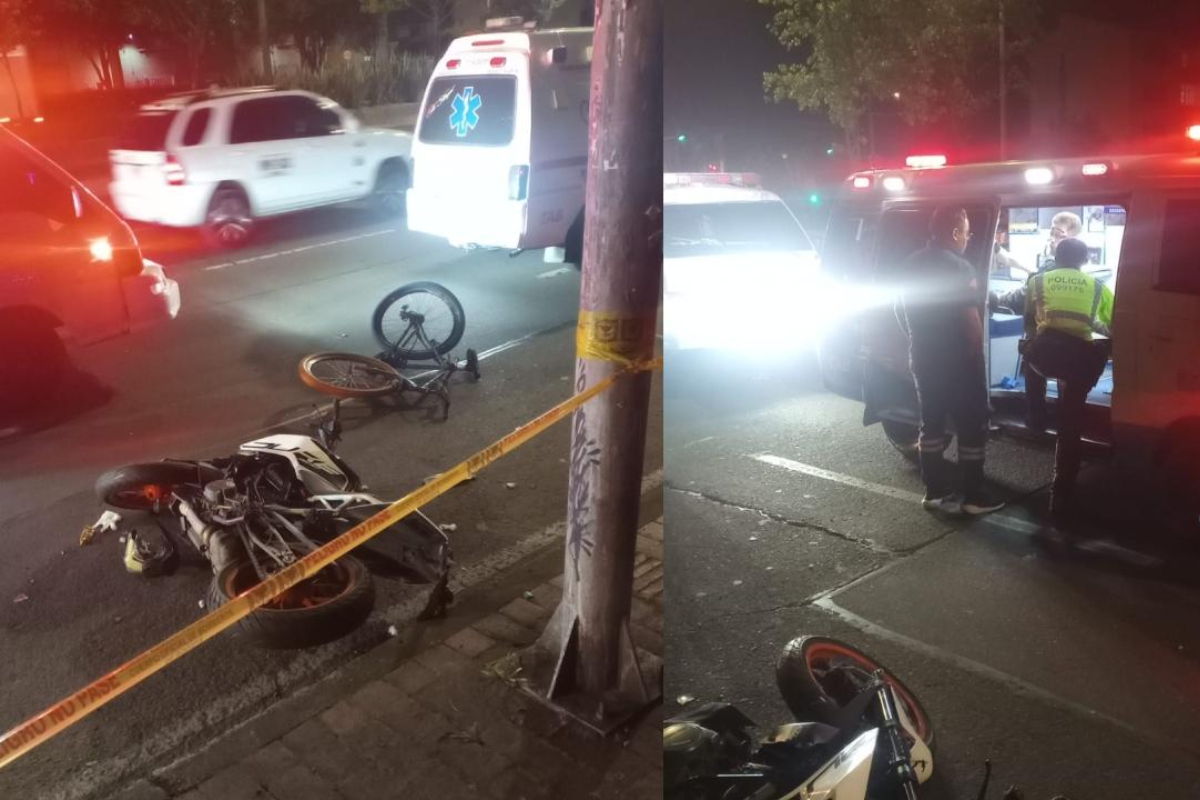 Trágica muerte en Bogotá: una mujer falleció en medio de un accidente de tránsito entre una motocicleta y un domiciliario, que cometió imprudencia. 