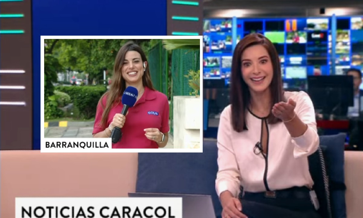 Alejandra Giraldo, que 'echó al agua' a Marina Granziera (recuadro) en Noticias Caracol.