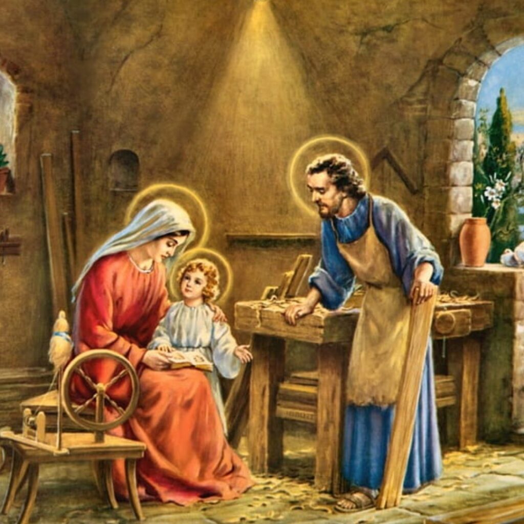 Imagen de la Sagrada Familia conformada por Jesús, María y José.
