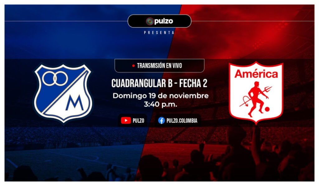 Millonarios vs América de Cali, transmisión de Pulzo/Foto: Pulzo.