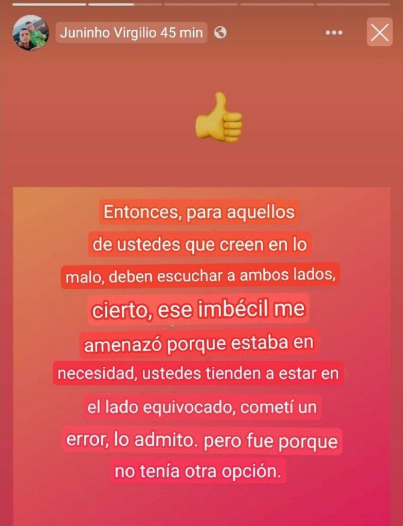 Declaraciones de Juninho Virgilio, hombre en Brasil que le fue infiel a su novia con su propio padre | Facebook Juninho Virgilio