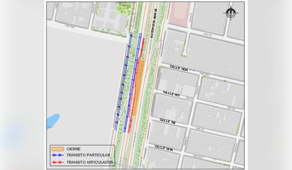 Mapa de rutas alternas en la Autopista Norte de Bogotá - Foto Secretaría Distrital de Movilidad.