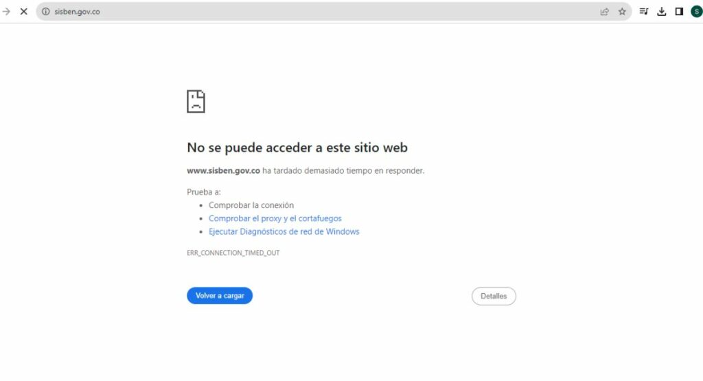 Página web del Sisbén se cayó