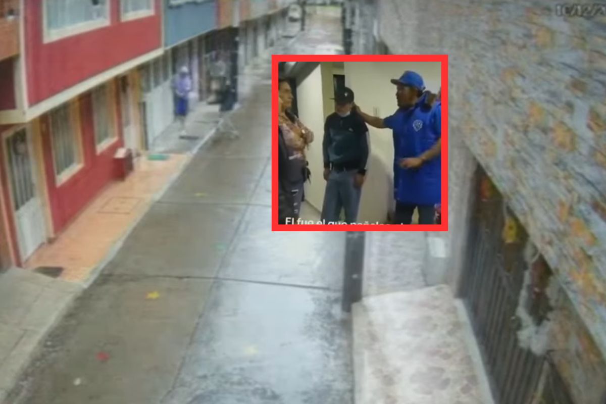 Foto de atraco en Bogotá, en el que papá regañó a ladrón