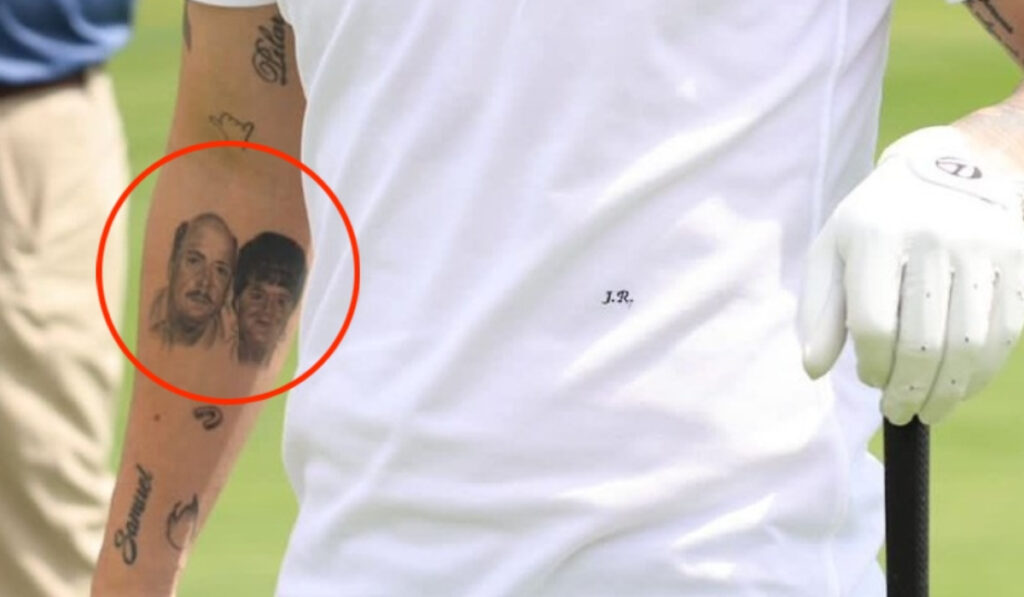 Tatuaje de James Rodríguez es comparado con la cara de Iván Mejía/Foto: Instagram James Rodríguez.