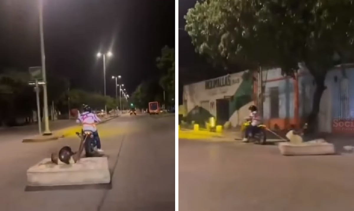 [Video] Imprudencia de jóvenes que se pasearon en colchón arrastrado por motocicleta