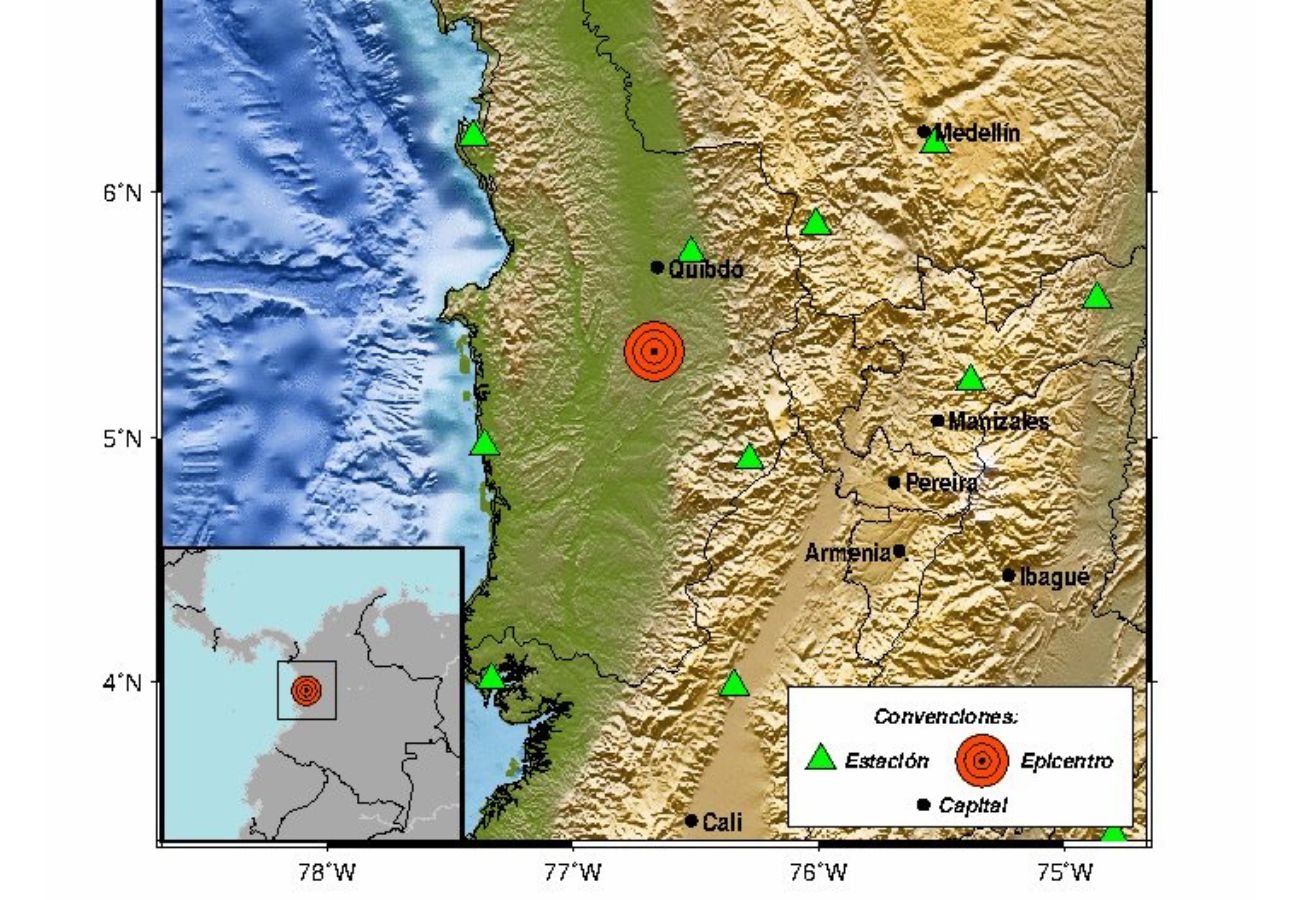Temblor hoy en Colombia; sismo fue de 3,1 y el epicentro fue  Managrú, Chocó. No reportan afectaciones.