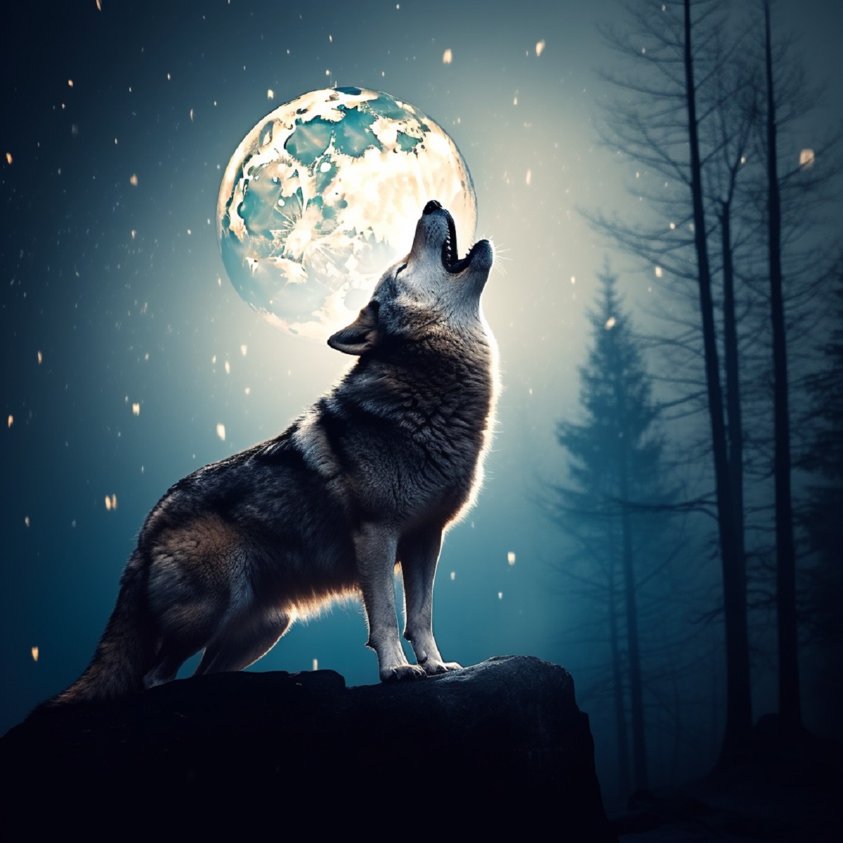 Luna llena con lobo, en nota sobre qué es la Luna de lobo 