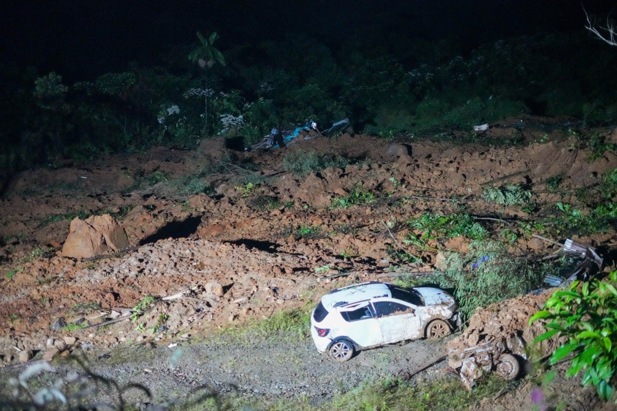 Lugar del derrumbe en Chocó el viernes 12 de enero de 2024.