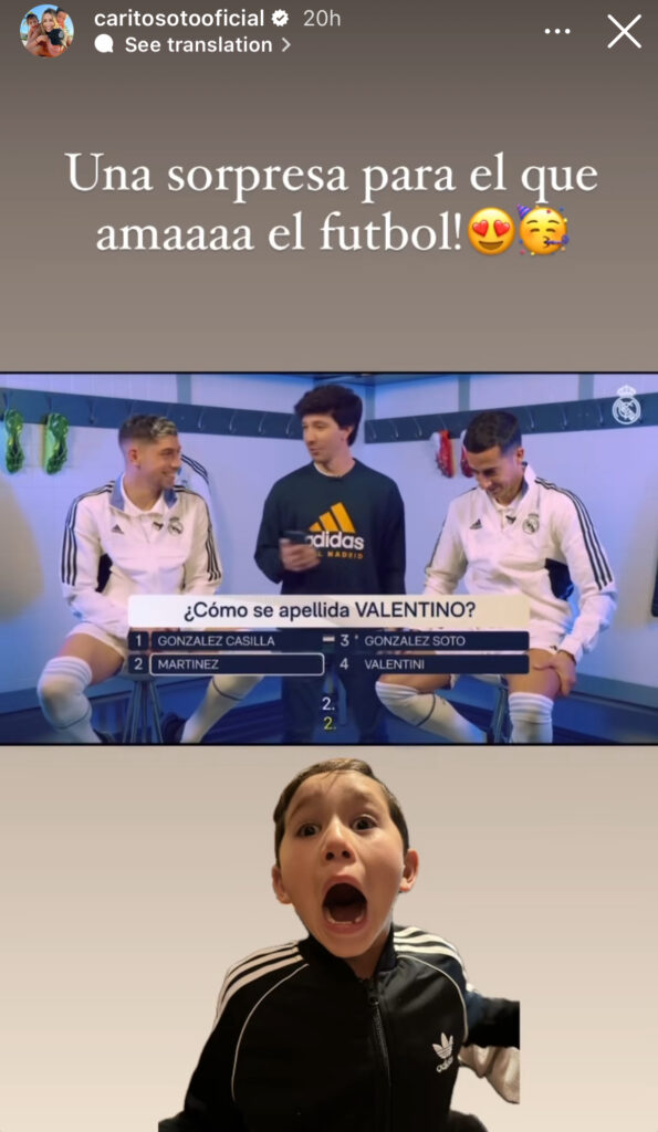 Jugadores del Real Madrid le enviaron saludo al hijo de Carolina Soto. / Captura pantalla