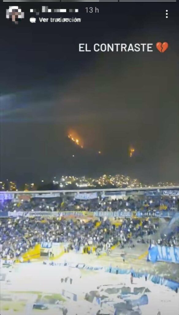 Foto de Millonarios campeón en El Campín en pleno incendio forestal de Bogotá./ Instagram