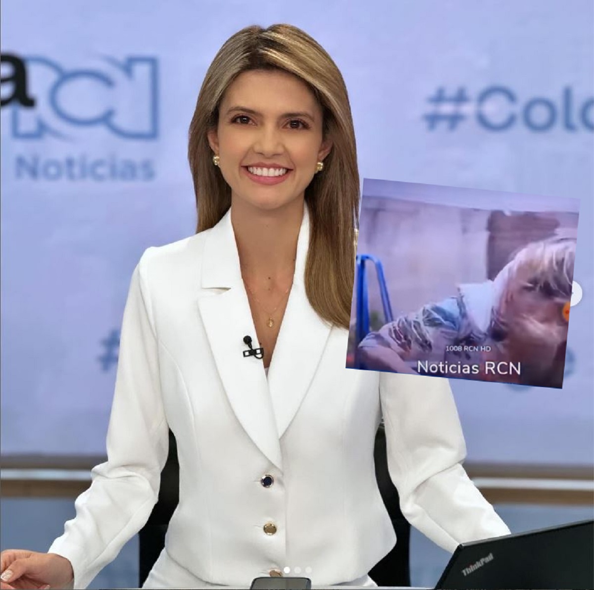 Paola Toro, presentadora de Noticias RCN, sufrió hoy, 27 de enero, un fuerte golpe en la cabeza mientras estaba en plena emisión. Le cayó una carpa.