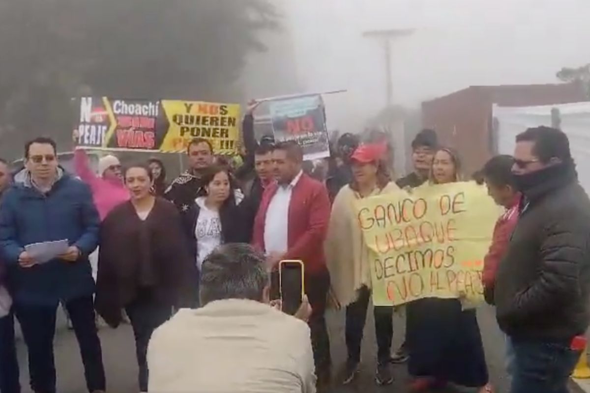 Foto de protestas en vía Choachí-Bogotá