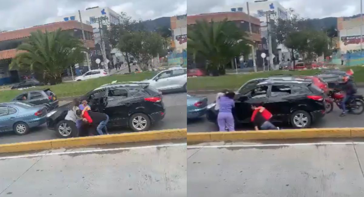 Se viraliza video de pelea entre conductores y sus parejas en la Autopista Norte de Bogotá, al parecer, por un choque simple.