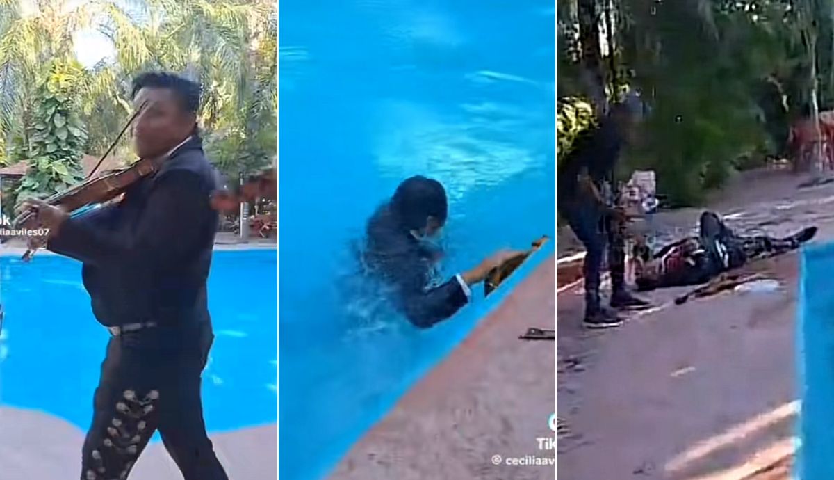 Mariachi terminó cayendo a piscina en medio de serenata y nadie lo ayudó: video es viral en redes