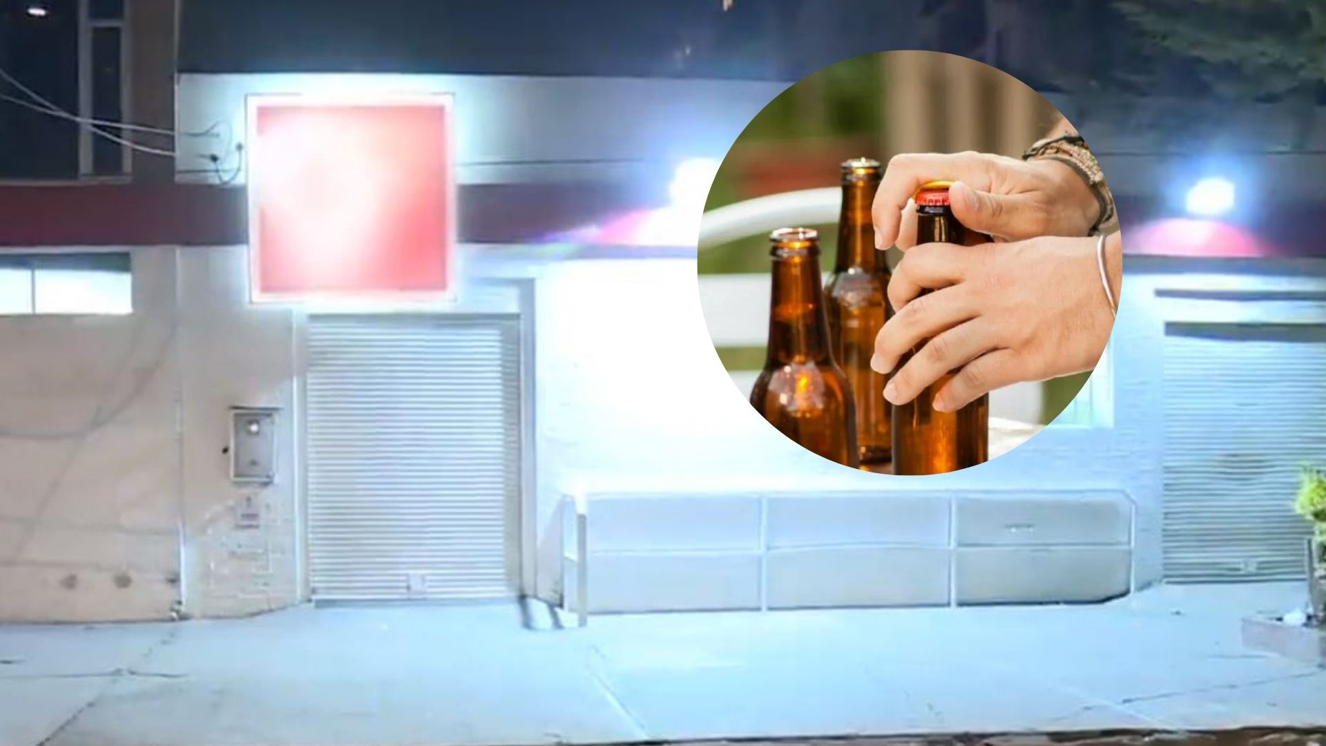 Foto de almacén y cervezas por muerte de hombre que se robó six pack