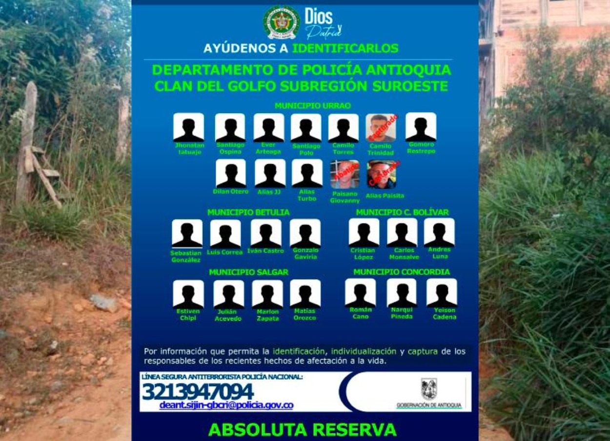 Policía reveló el cartel de los 42 presuntos delincuentes más buscados en Antioquia