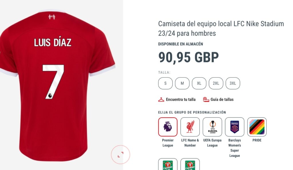 Cuánto cuesta la camiseta de Liverpool con el nombre de Luis Díaz/Foto: Liverpool página web.