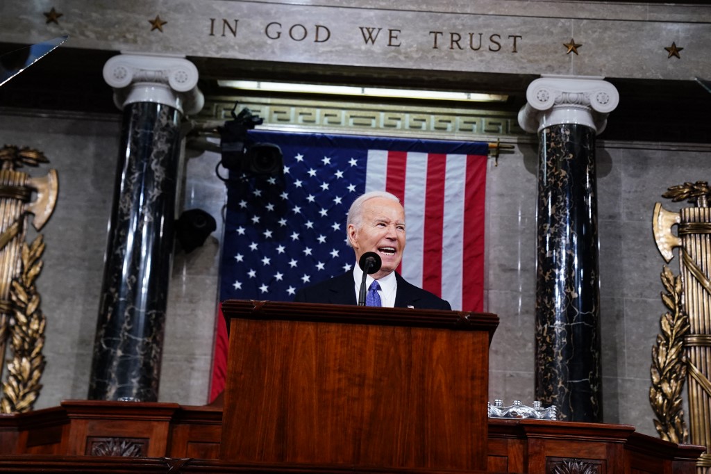 El presidente estadounidense Joe Biden, que atacó a su rival en las próximas elecciones, Donald Trump, en el discurso del Estado de la Unión.