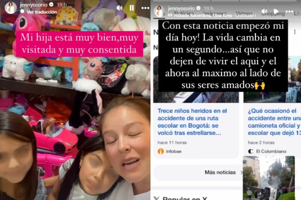 Hija de Jenny Osorio estaba en el accidente de la ruta escolar en 7 de marzo / captura de pantalla isntagram @jennyosorio