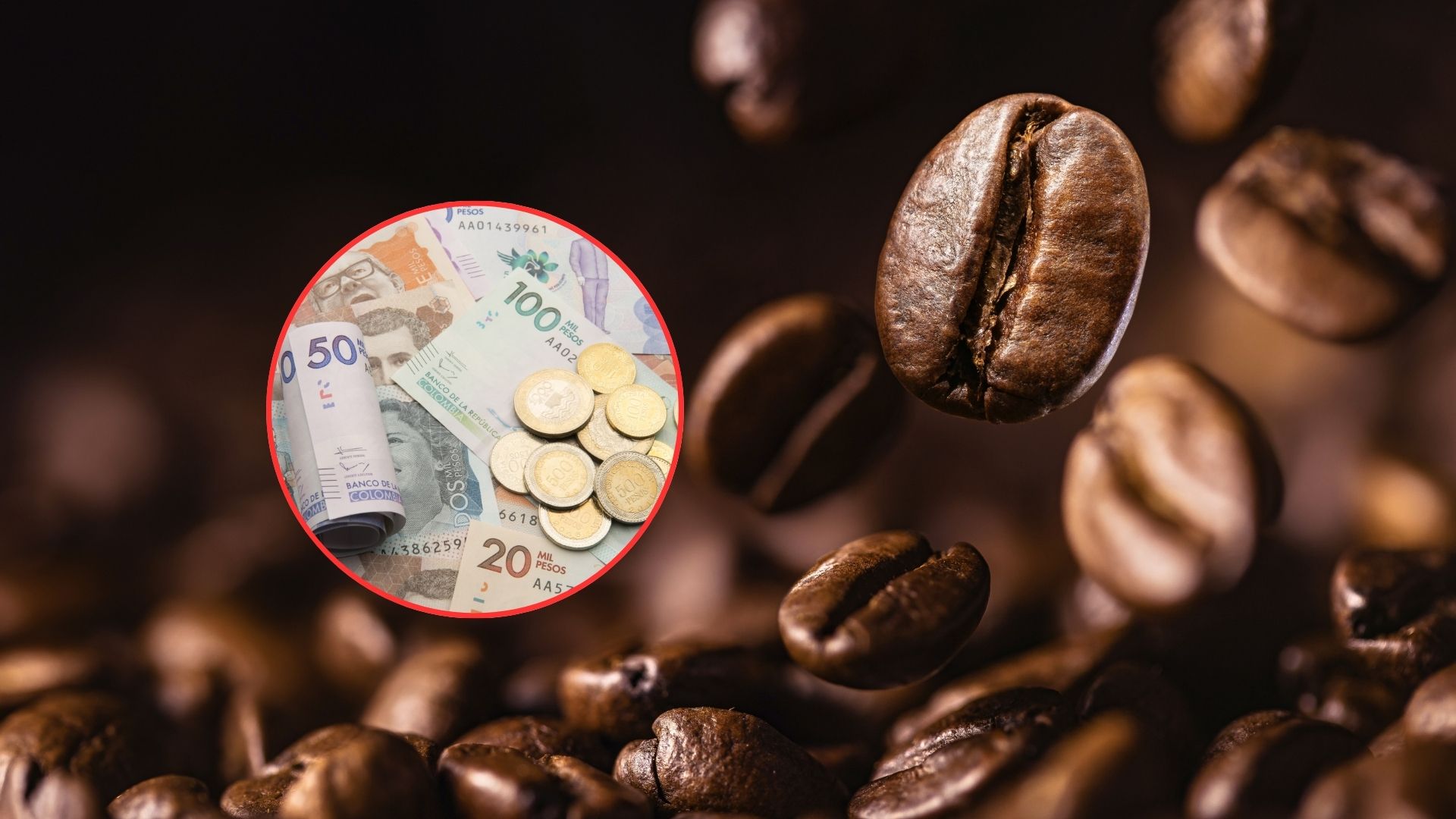 Imagen de café y dinero por nota sobre aumento en el precio del café