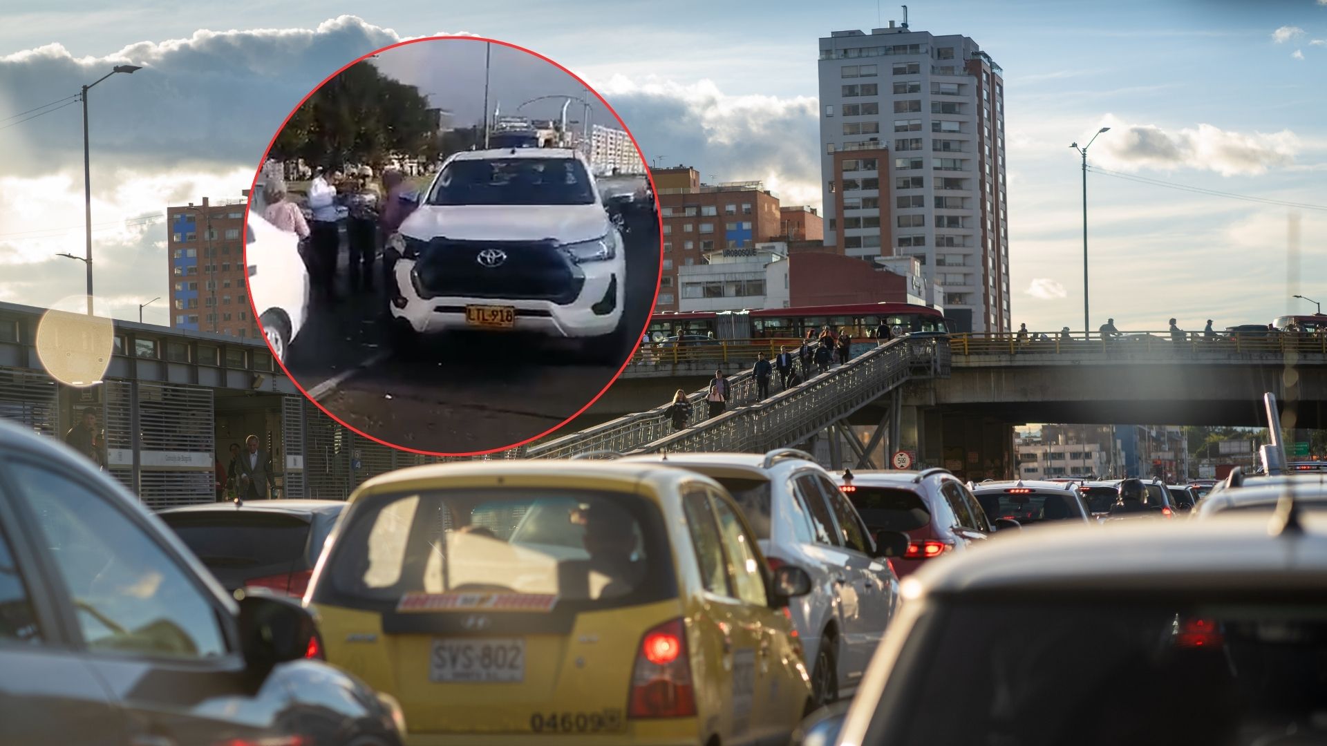 Imagen de trancón por nota sobre tráfico en Bogotá.