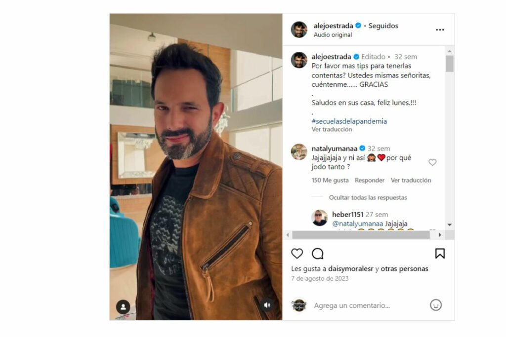 Alejandro Estrada compartió tip para mantener a una esposa feliz / capttura de pantalla instagram @alejoestrada