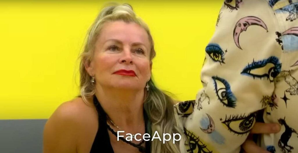 Sandra Muñoz como anciana, según FaceApp./ Captura de pantalla de 'La casa de los famosos', modificada con FaceApp
